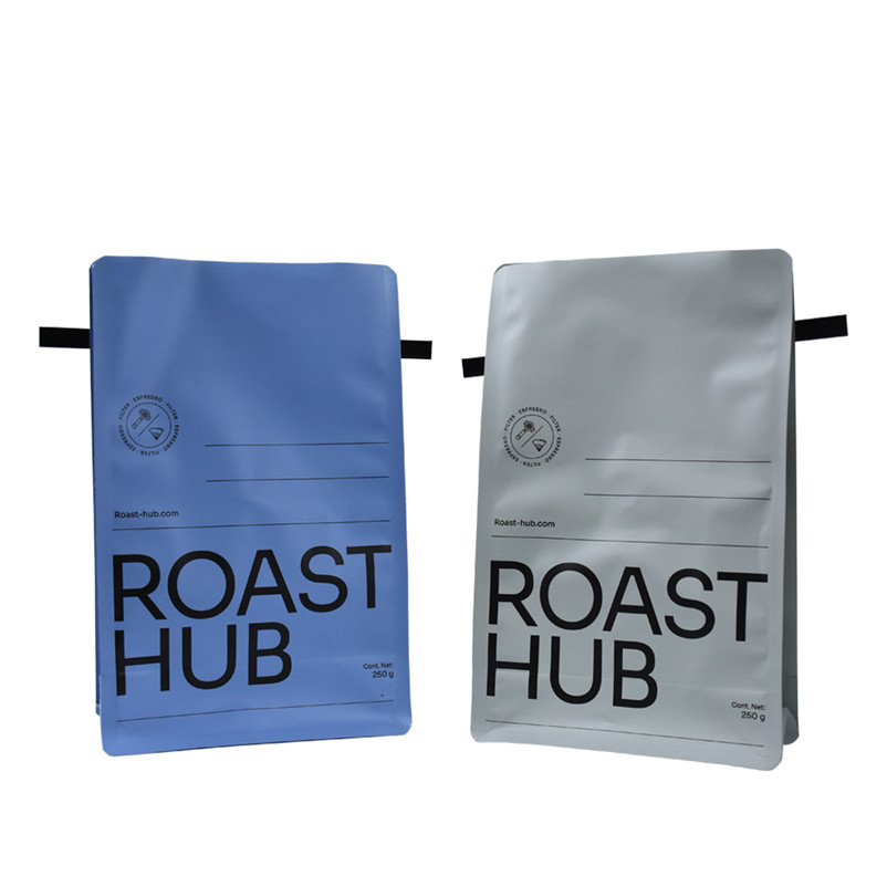 Bolsa De Café De Fondo Plano De Papel Kraft Compostable Impresa Que Se Puede Volver A Sellar, Bolsa De Embalaje De Té Con Corbata De Estaño
