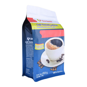 Bolsa De Fondo Plano De Café Brillante De Embalaje De Grado Alimenticio De Plástico Con Cremallera Frontal Proveedor De Bolsas Flexibles Impresas Personalizadas
