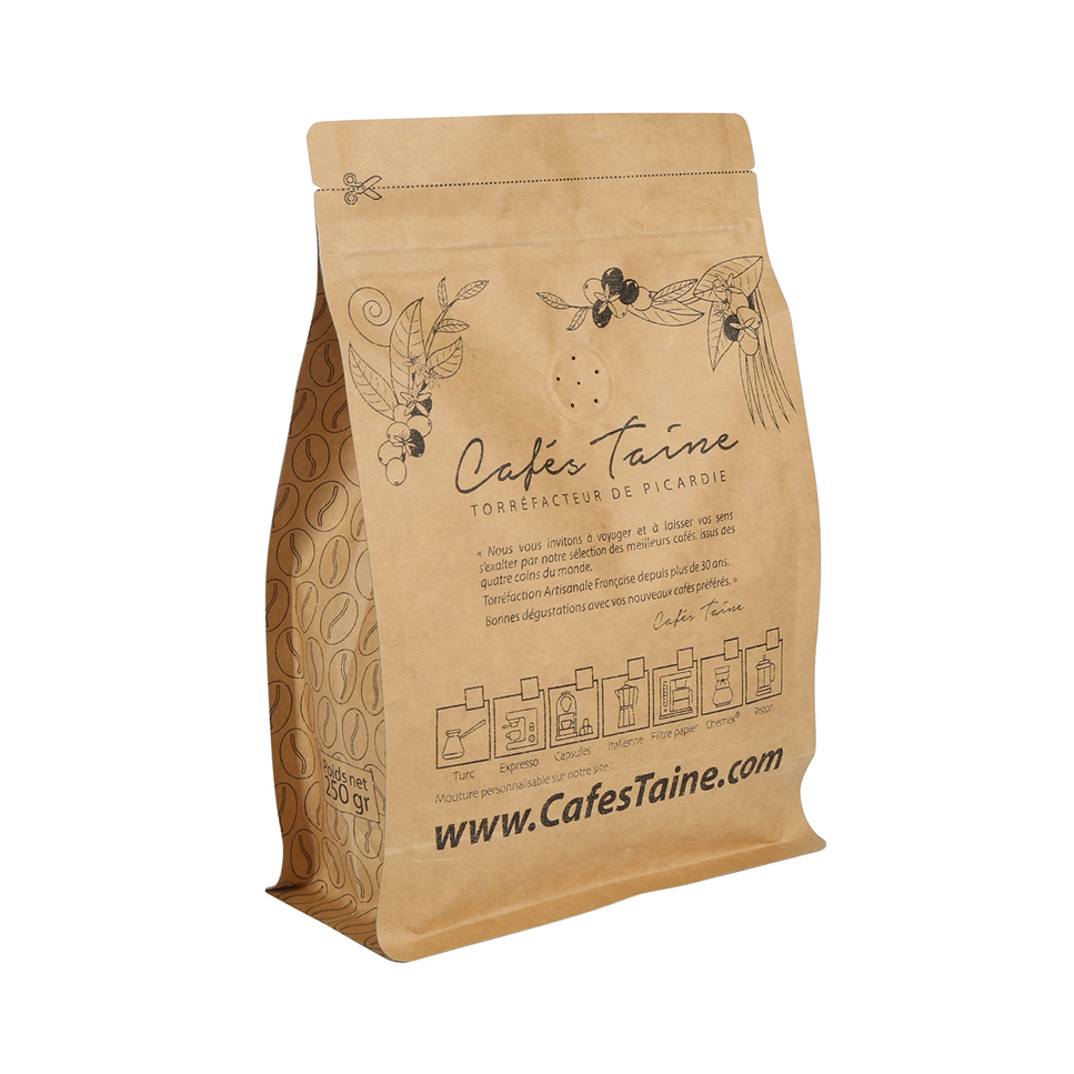 Papel Compostable Certificado Café Té Empaquetado Bolsa Con Impresión Digital Personalizado