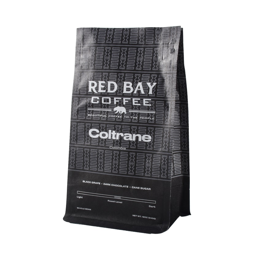 Bolsas De Granos De Café Recicladas Con Sellado Térmico De Impresión En Color Rojo Neutro En Carbono Con Muesca De Desgarro