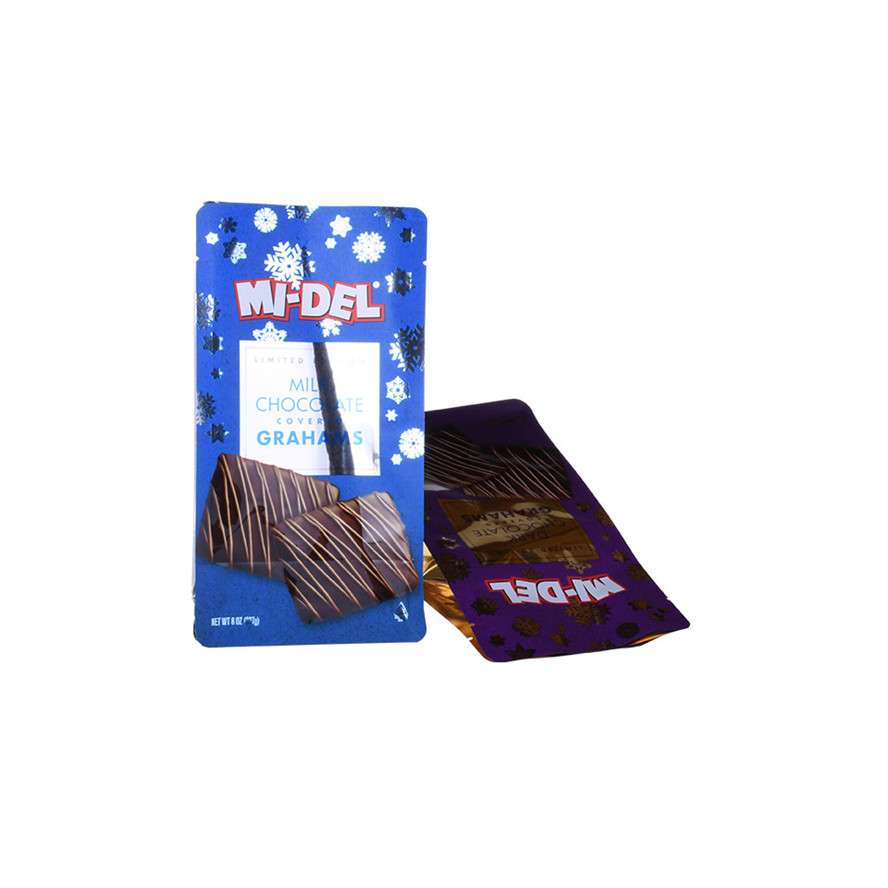 Bolsa De Fondo Plano Brillante De Plástico De Aluminio Empaquetado De Bocadillos De Chocolate Embalaje Flexible Impermeable Impreso OEM