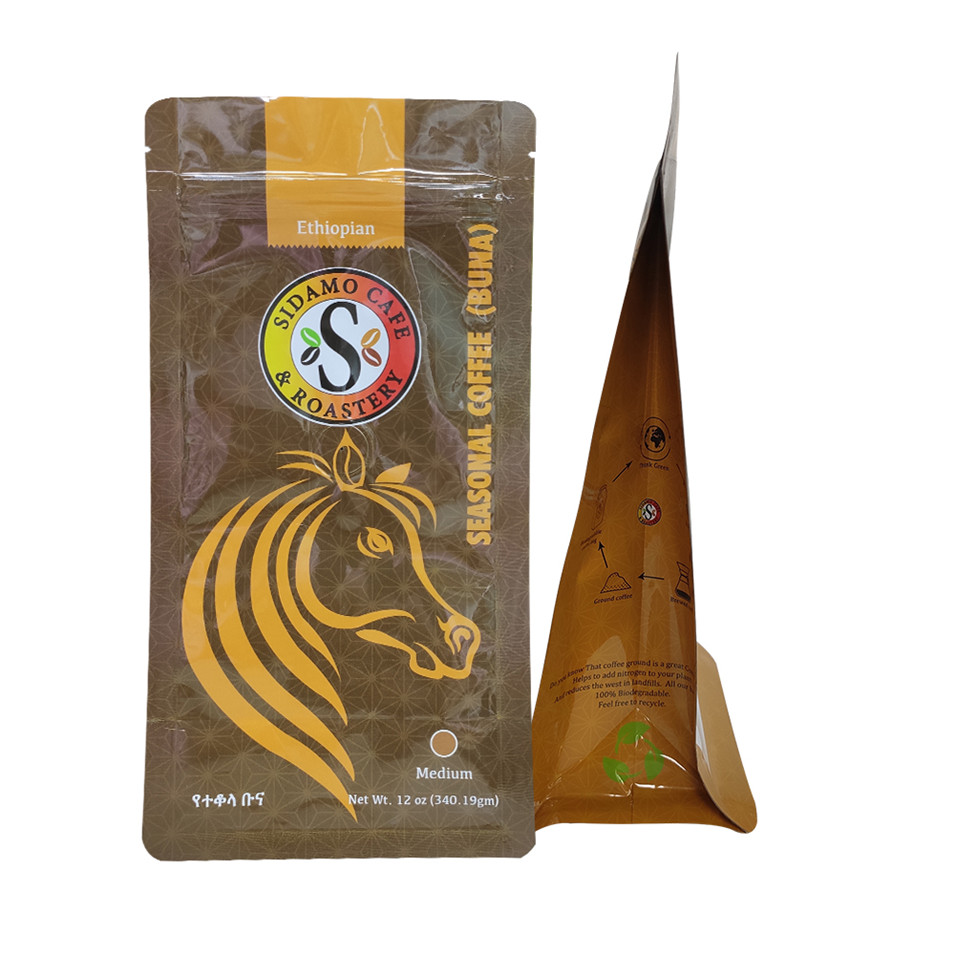 Bolsa De Fondo Plano Compostable MST Para Granos De Café