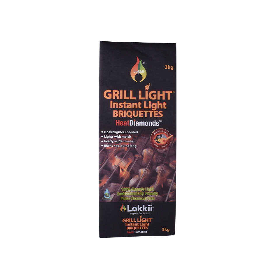 Empaque De Carbón Para Barbacoa Con Fuelle Lateral Impresión De Lámina De Oro Personalizada Papel Kraft Sellado En Caliente Fuerte Bolsa De 3 Kg