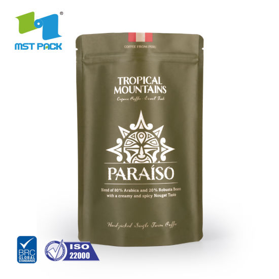 Ecológico Reciclar Alimentos Empaquetado de papel compostable Resellable Bolsa de té biodegradable con cremallera