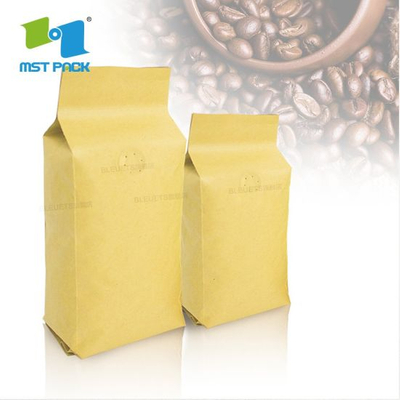 Diseño personalizado Papel Bio Eco Embalaje flexible Papel de aluminio Resellable Ziplock Válvula unidireccional Bolsas de embalaje de café