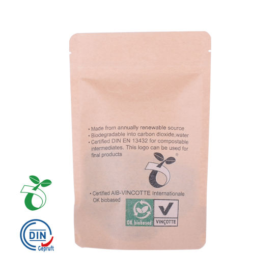 Bolsas de embalaje Ziplock biodegradables Embalaje ecológico de alimentos compostables Reciclar bolsas de papel artesanales con ventana
