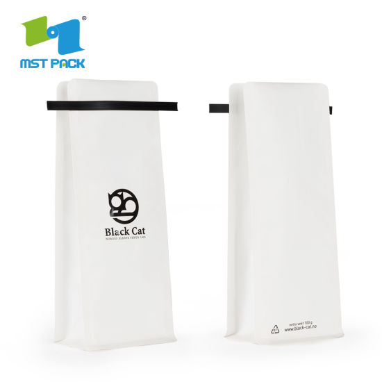 Bolsa de embalaje de café de papel de aluminio Eco de papel plano de seguridad reciclable barata de grado alimenticio con válvula