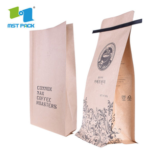 Eco Craft Bolsas de fondo de bloque de papel PLA compostable Hecho de maíz Biodegradable Bolsa Bolsas de café con estaño Tiewholesale