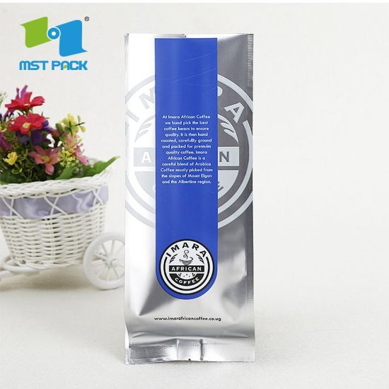 Sello térmico Logotipo personalizado Impresión Grado alimenticio Material biodegradable laminado Refuerzo lateral Papel de aluminio Bolsa de cremallera compostable para empacar café