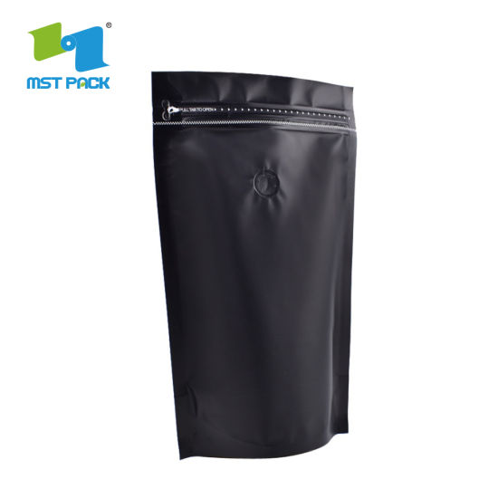 Proveedor de China Impresión personalizada Fondo plano Grado alimenticio 500g 1 kg Embalaje Papel de aluminio Ziplock Etiqueta personalizada Compostable Matt Black Coffee Bag